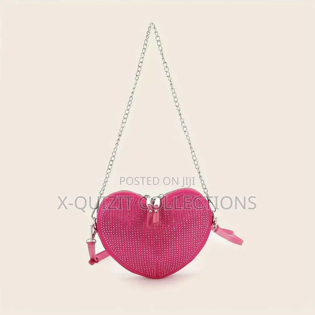 Rhinestone Embellished Heart Crossbody Bag