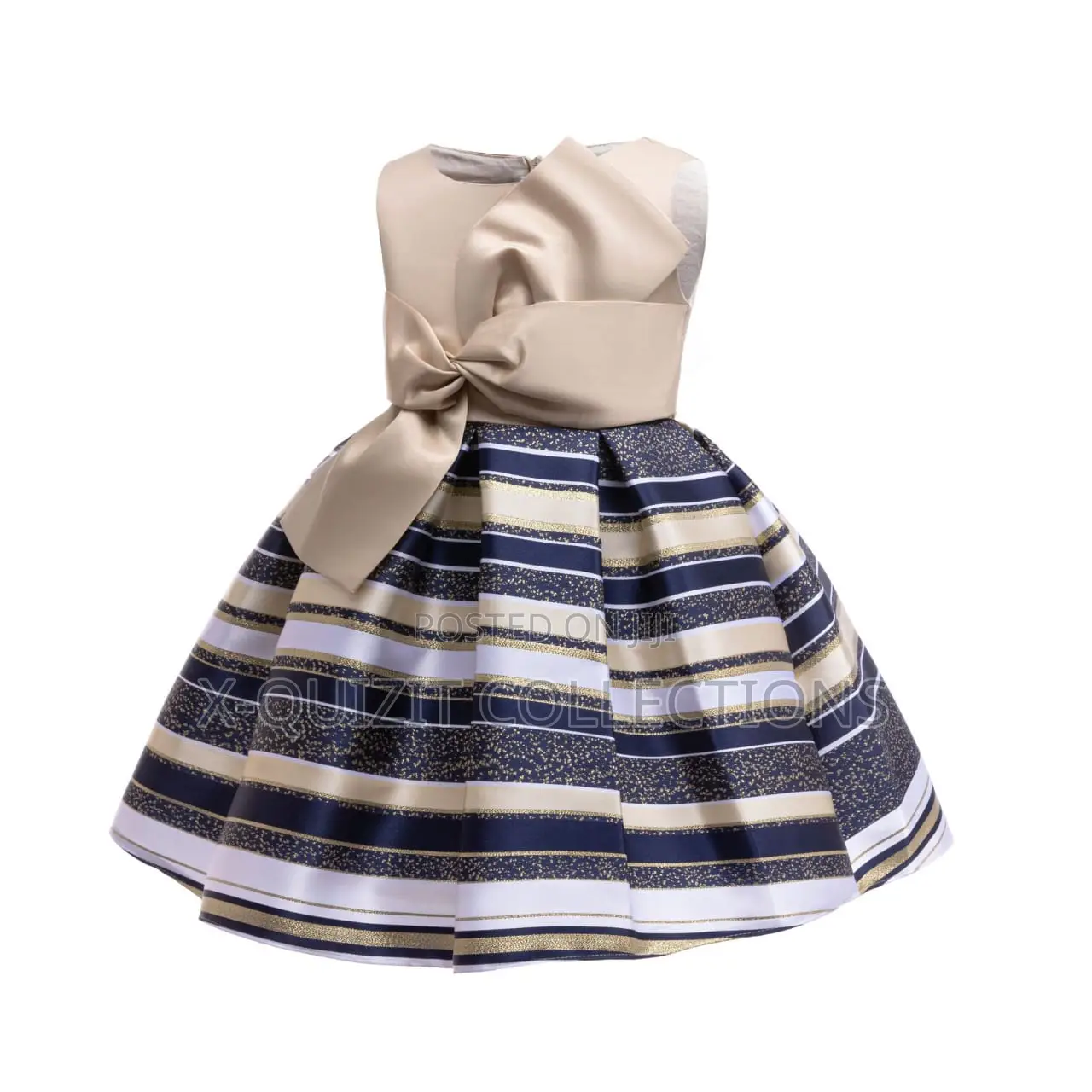 Girls’ Satin Stripe Glitter Formal Dress (2y-9y)