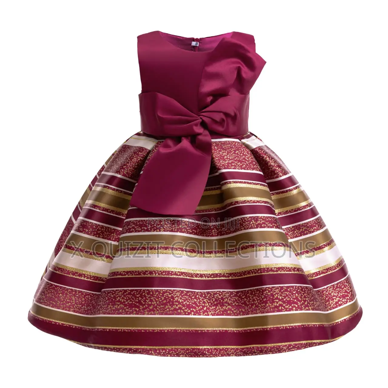 Girls’ Satin Stripe Glitter Formal Dress (2y-9y)