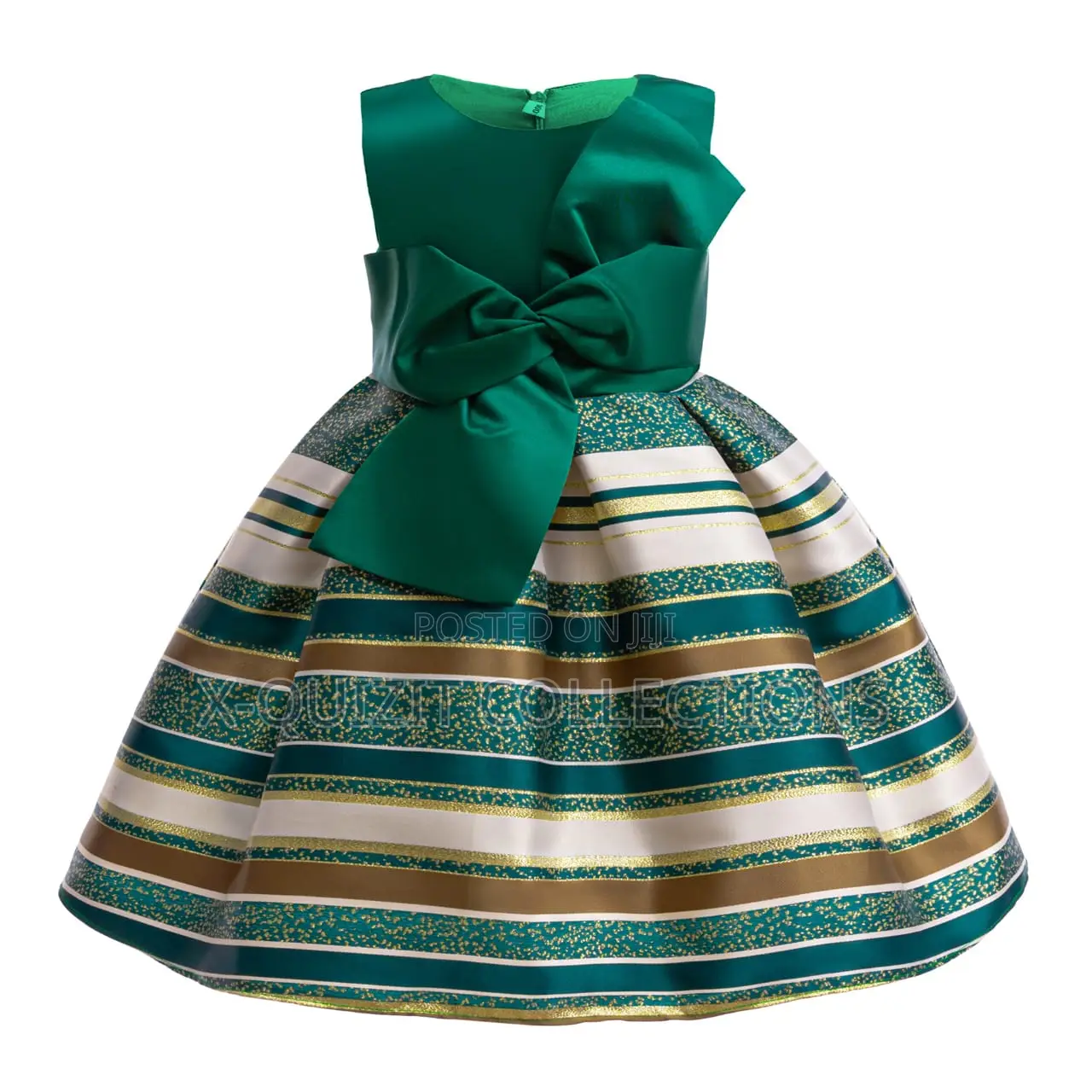 Girls’ Satin Stripe Glitter Formal Dress (2y-9y)