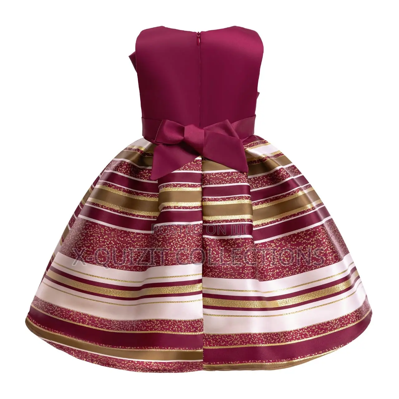 Girls’ Satin Stripe Glitter Formal Dress (2y-9y)