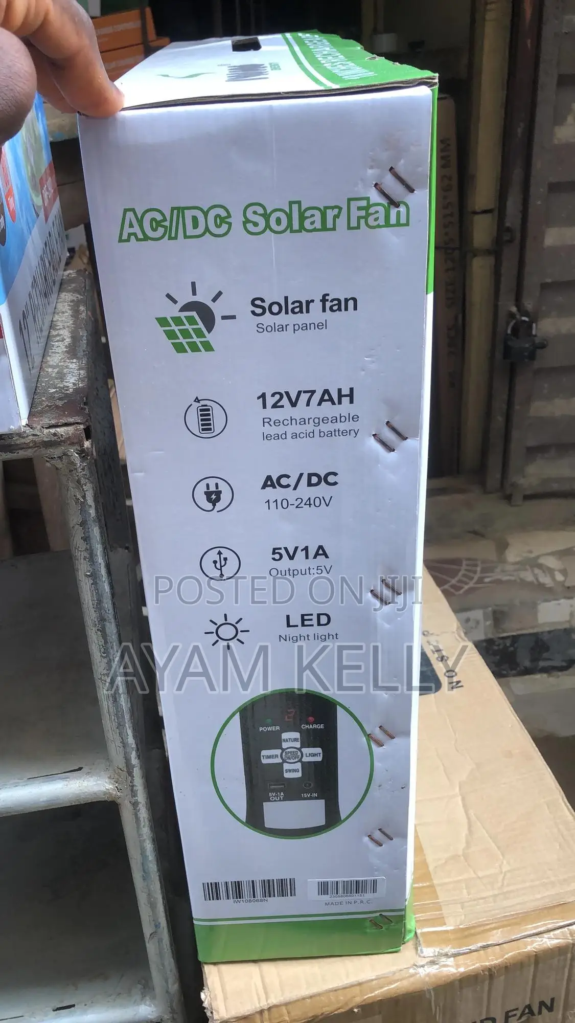 12hrs-40hrs Iwin 18inches Rechargeable Solar Fan Ac/Dc