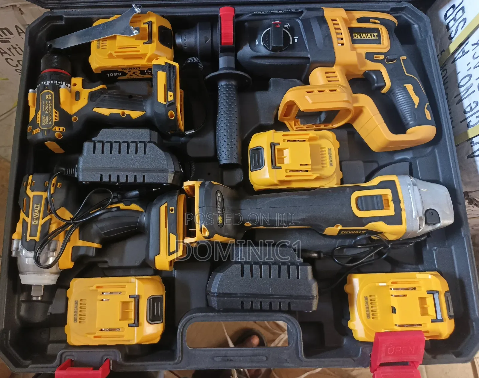 4 in 1 Dewalt Cordless Combo Tool Set.