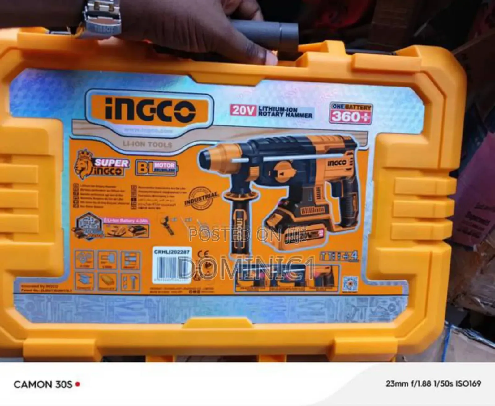 Ingco 20v Cordless Rotary Hammer Drill Kit,