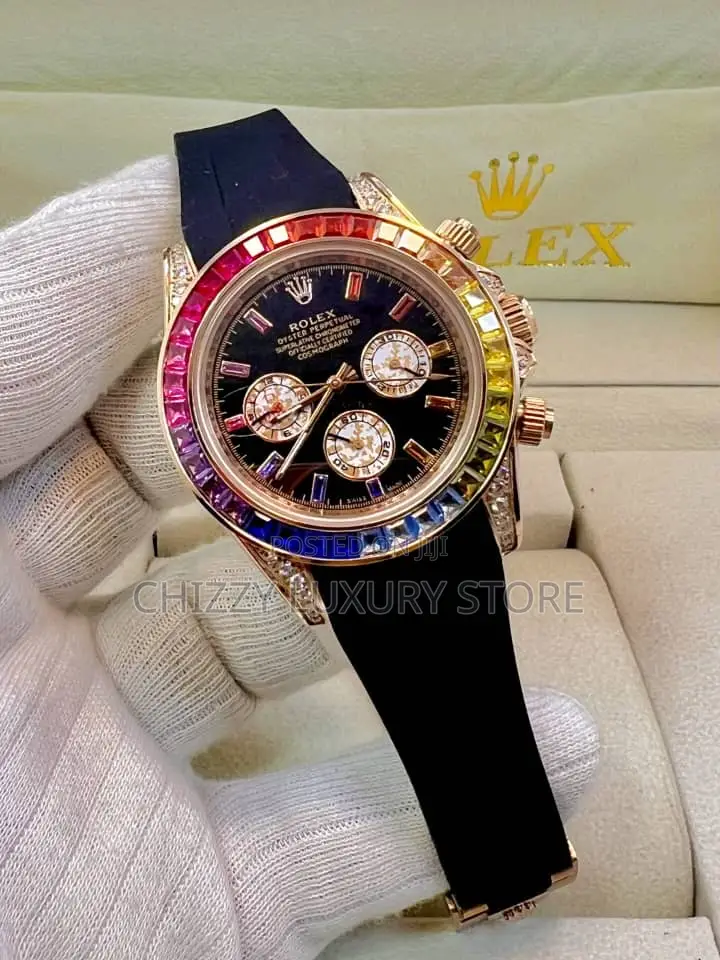 Rolex Quality Luxury Men Rainbow Face Water Resistance Wristwatch
