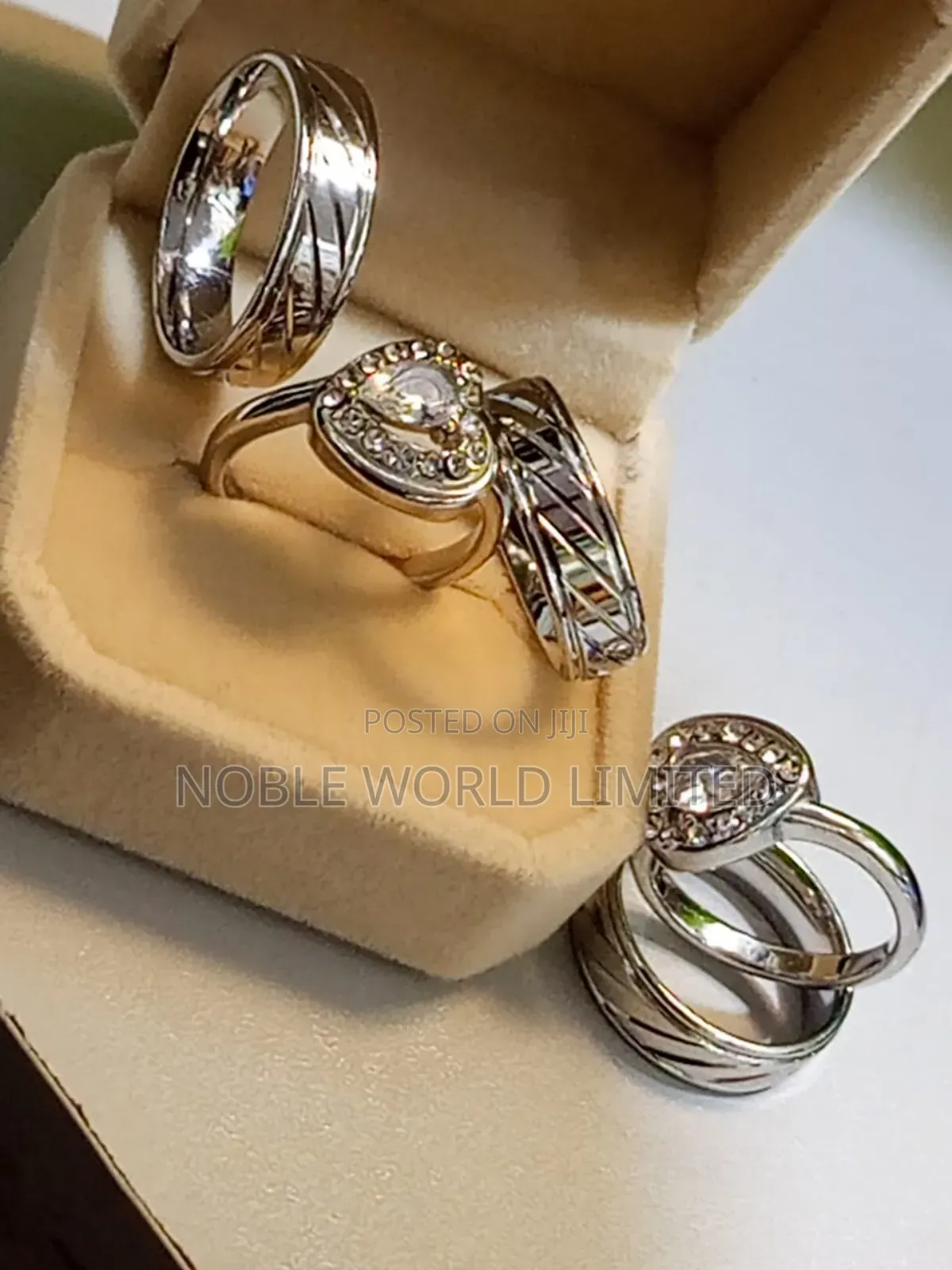 Silver Toned Titanium Steel Wedding /Engagement Rings Gl 1j