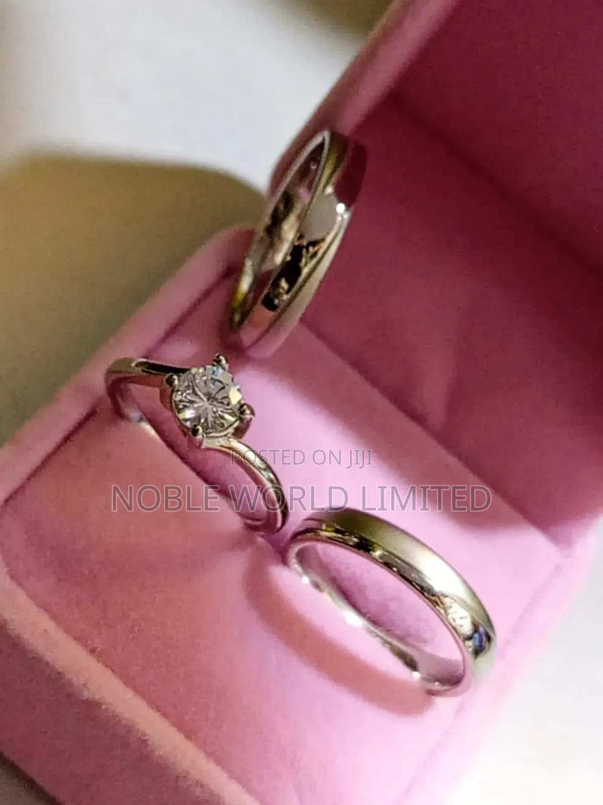 Silver Toned Titanium Steel Wedding /Engagement Rings Gl 1j