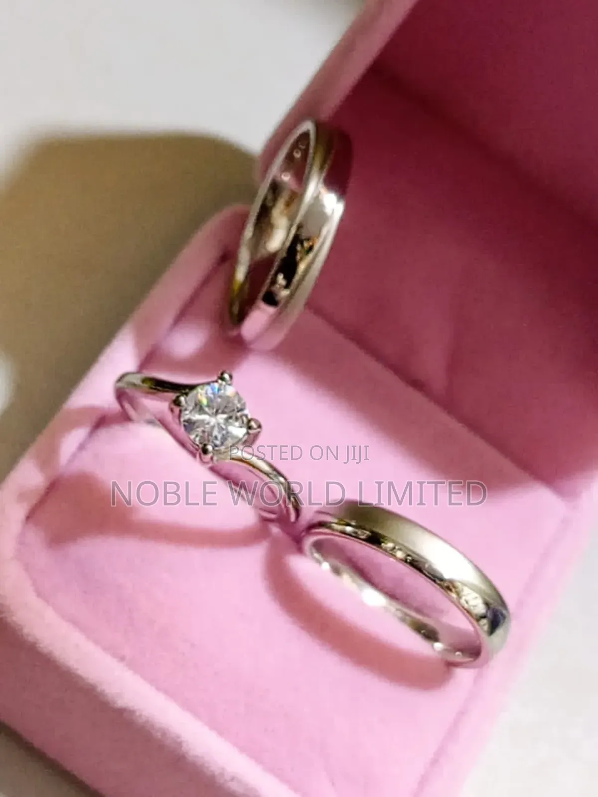Silver Toned Titanium Steel Wedding /Engagement Rings Gl 1j