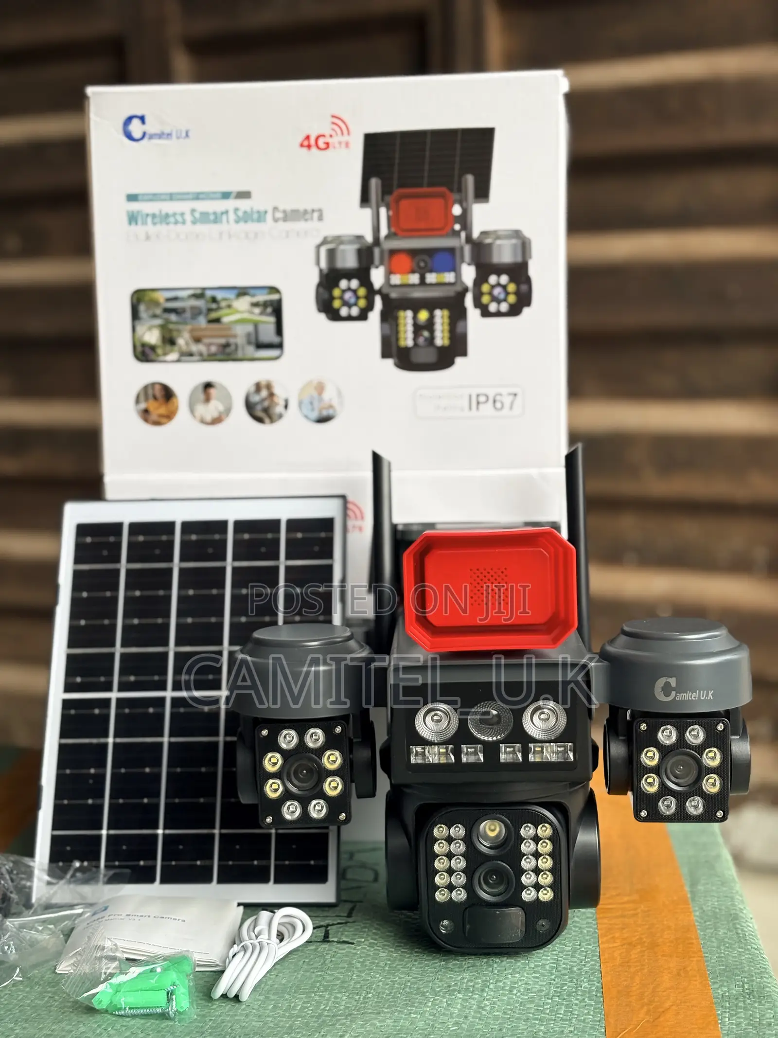 V380 Pro 3-Lens Solar PTZ Security Camera With Alarm