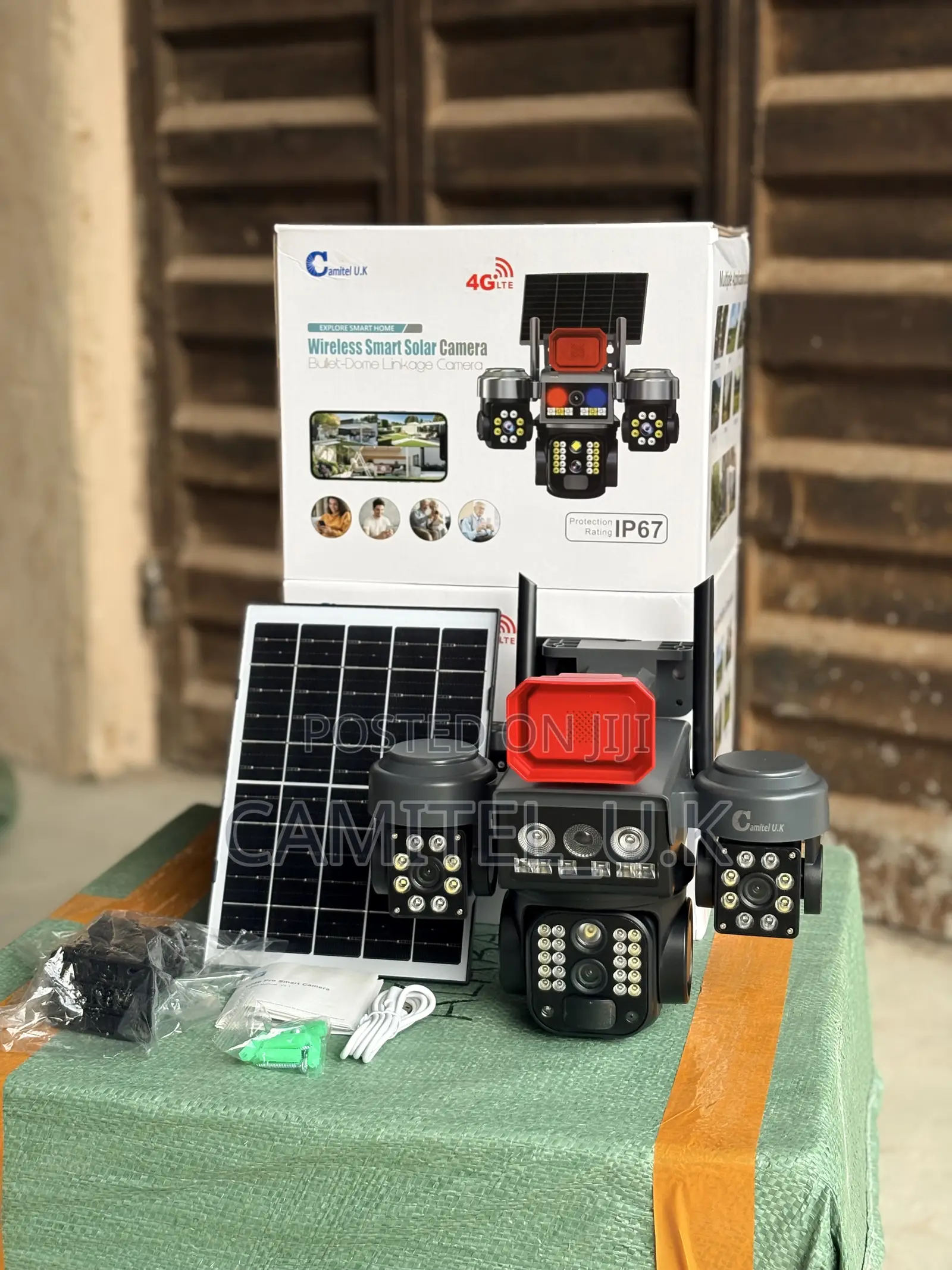 V380 Pro 3-Lens Solar PTZ Security Camera With Alarm