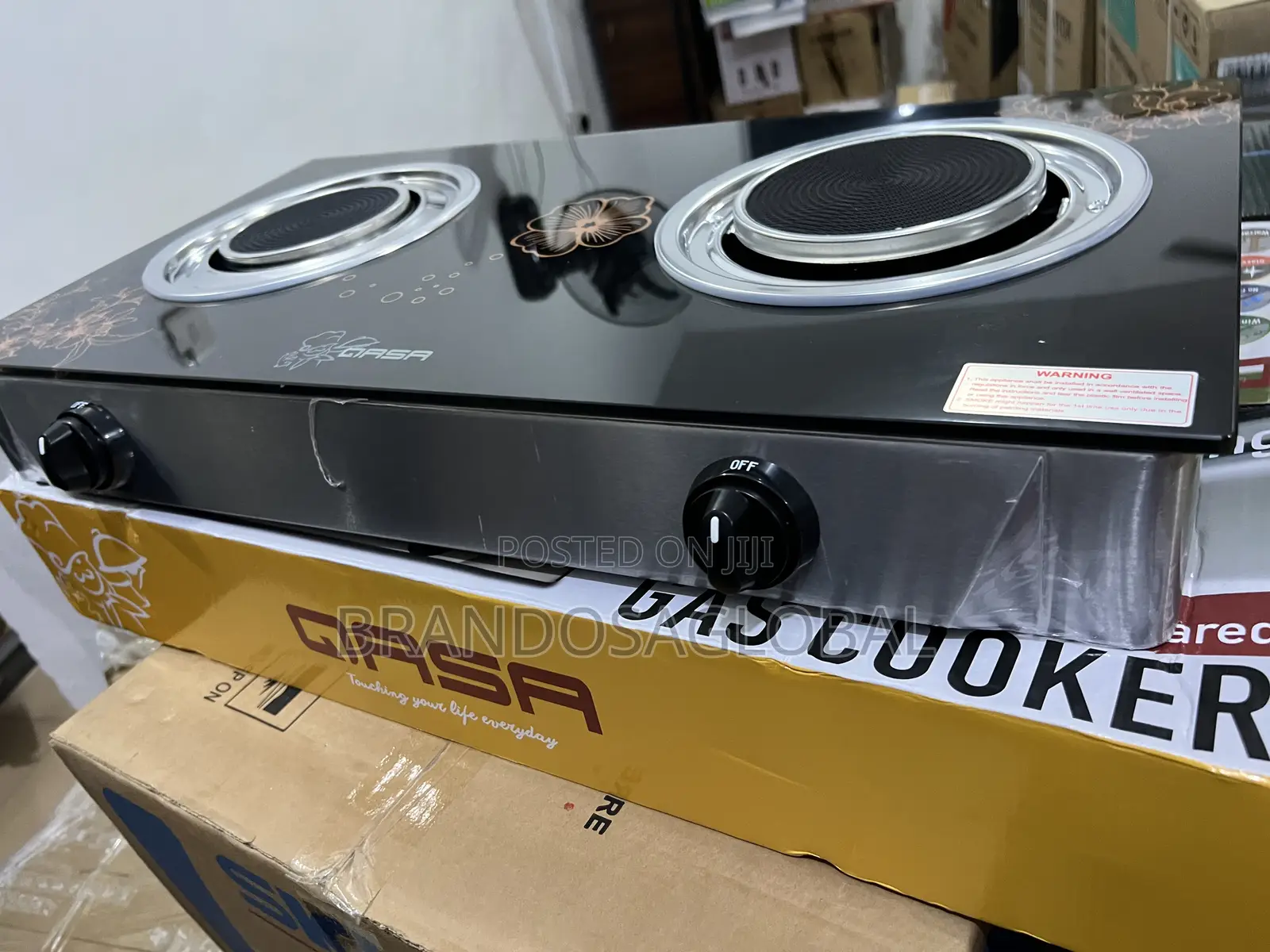 Qasa QGC-2bg Glass Cooker Infrared Flame Double Burner Model