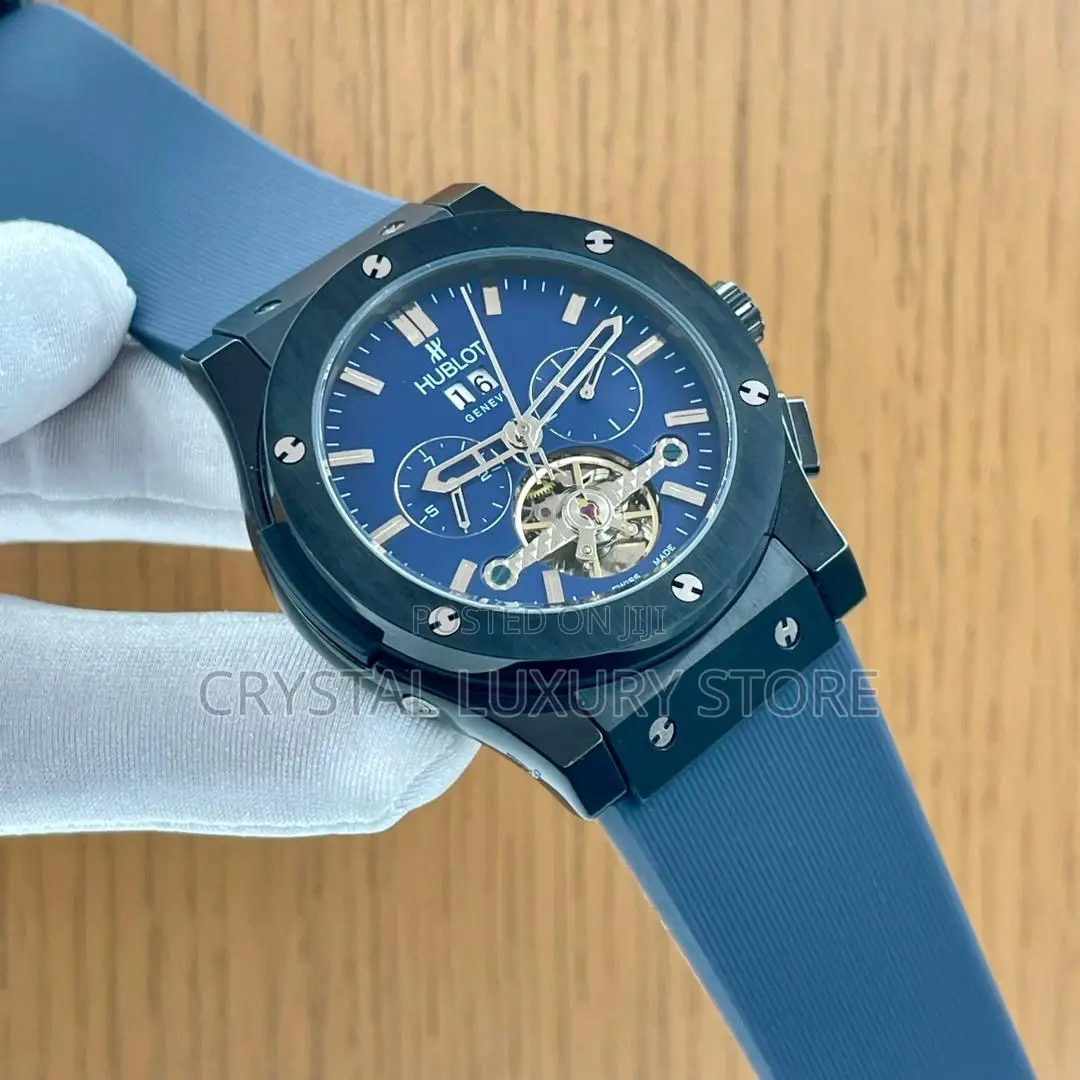 Hublot Quality Luxury Men Genuine Leather Chronograph Wristwatch