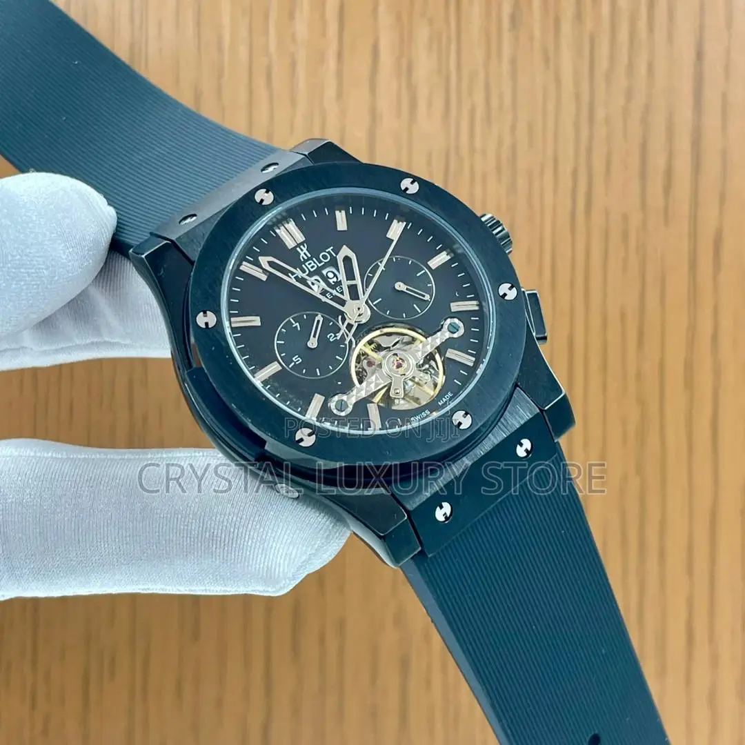 Hublot Quality Luxury Men Genuine Leather Chronograph Wristwatch