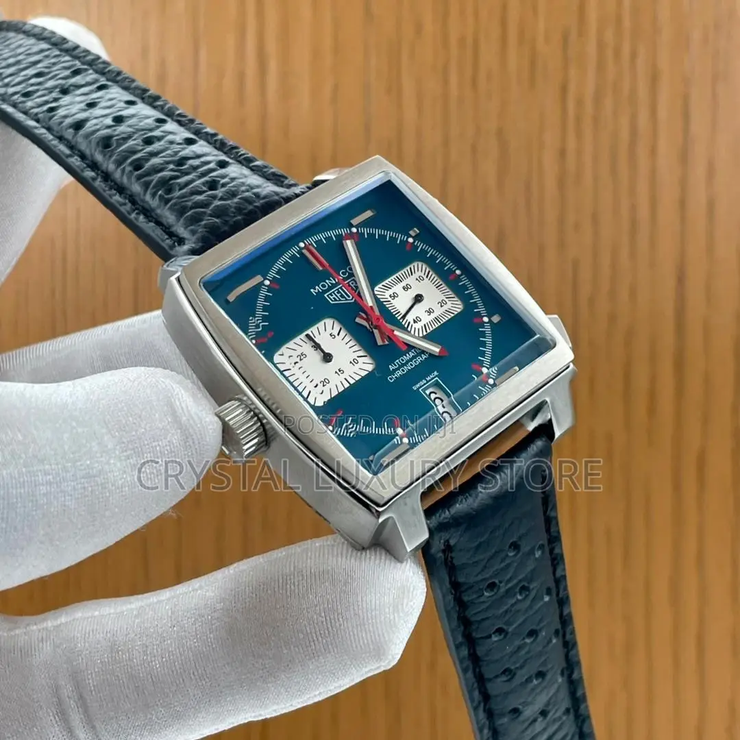 Tag Monaco Quality Luxury Men Chronograph Genuine Strap Wristwatch