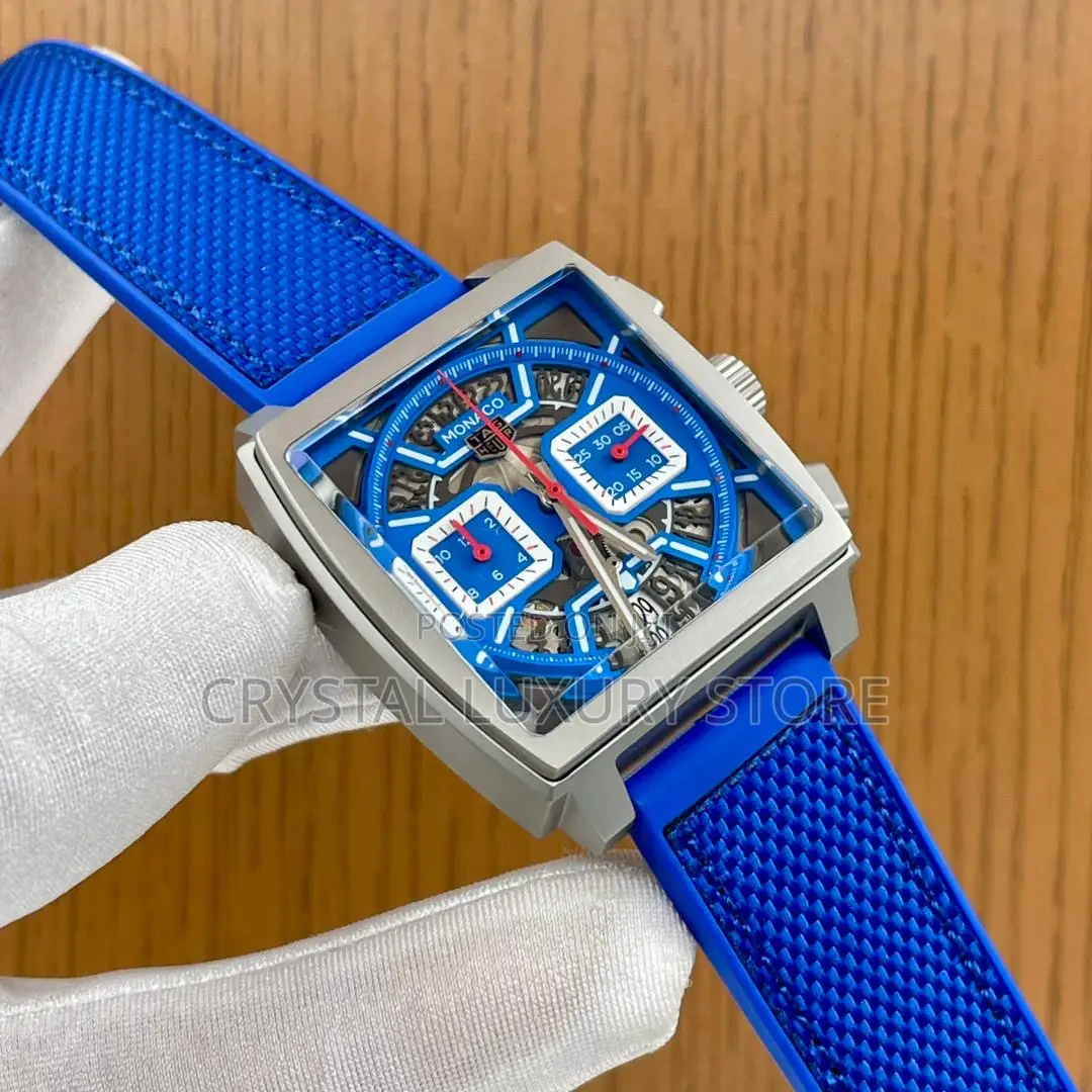 Tag Monaco Quality Luxury Men Chronograph Genuine Strap Wristwatch