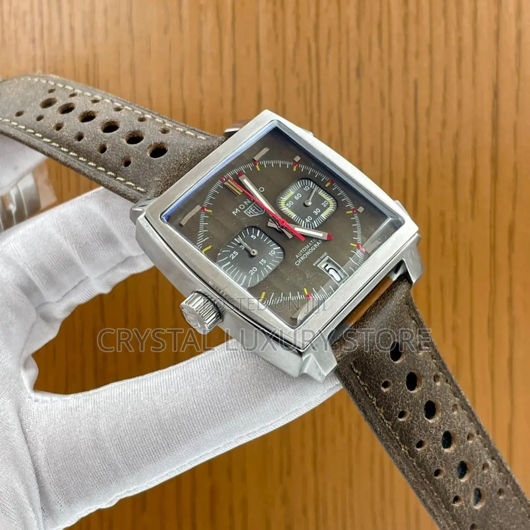 Tag Monaco Quality Luxury Men Chronograph Genuine Strap Wristwatch