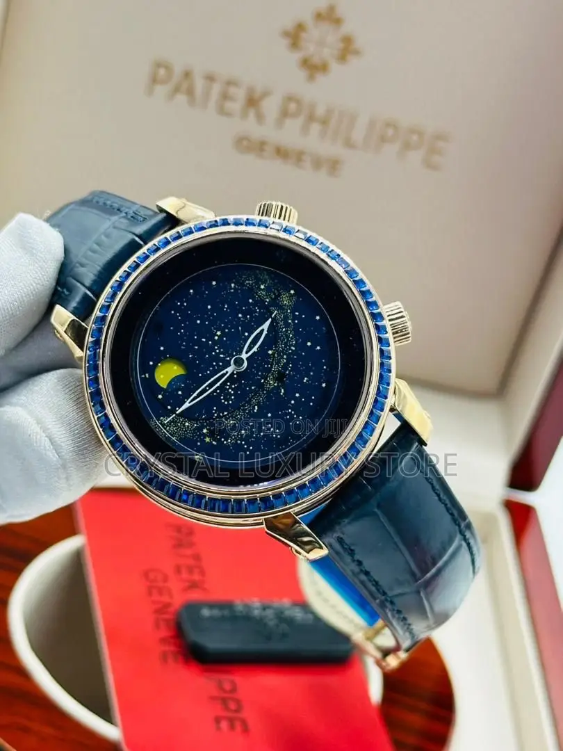 Patek Philippe Quality Luxury Genuine Leather Moon Light Wristwatch