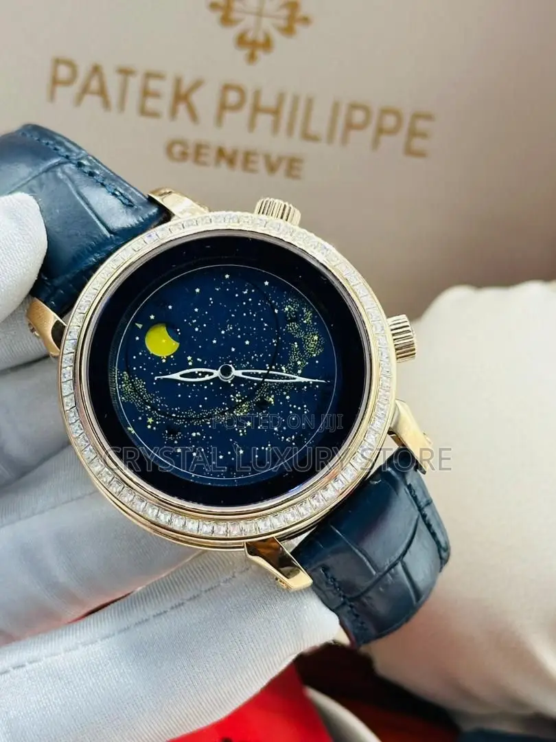 Patek Philippe Quality Luxury Genuine Leather Moon Light Wristwatch