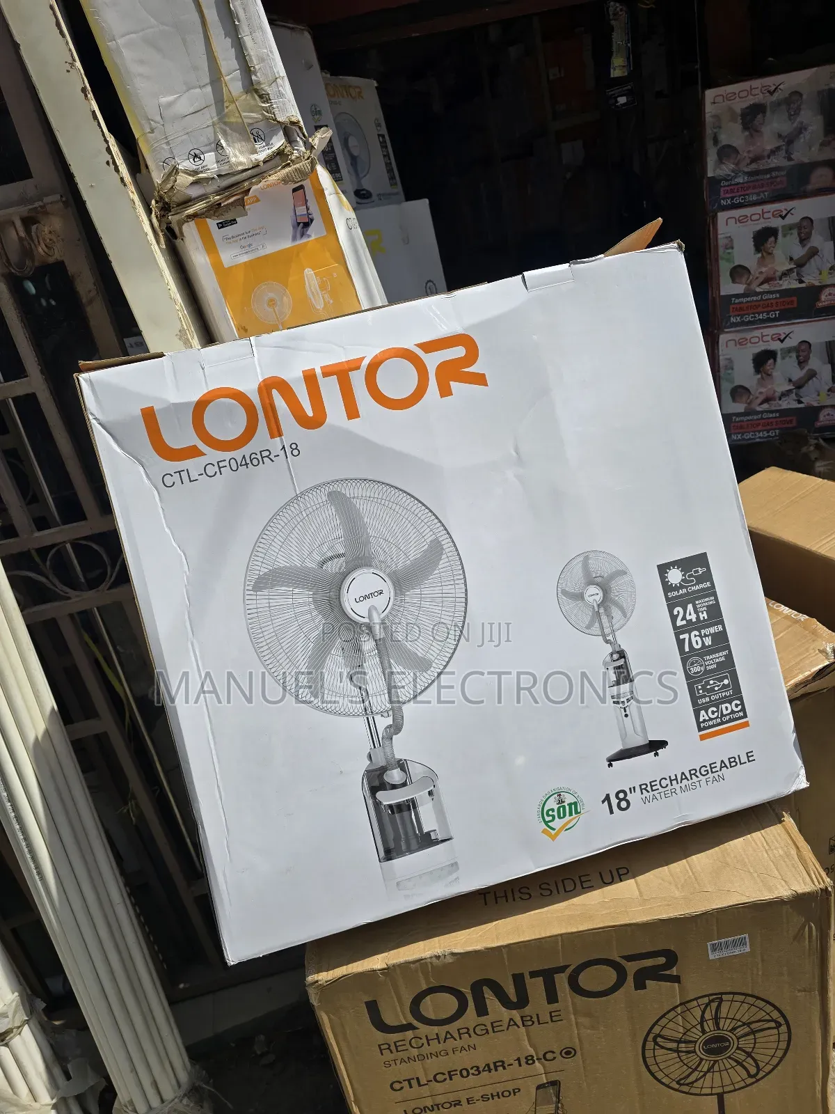 Lontor 18inch Rechargeable Standing Water Mist Fan