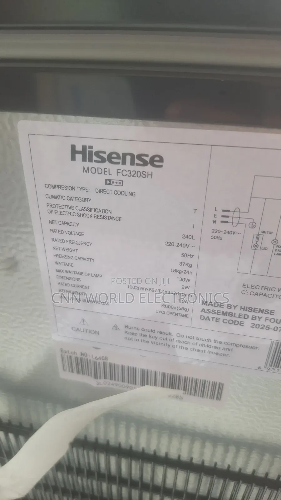 New Hisense 240l Single Door Freezer Faster Cooling Key)Warranty 1year