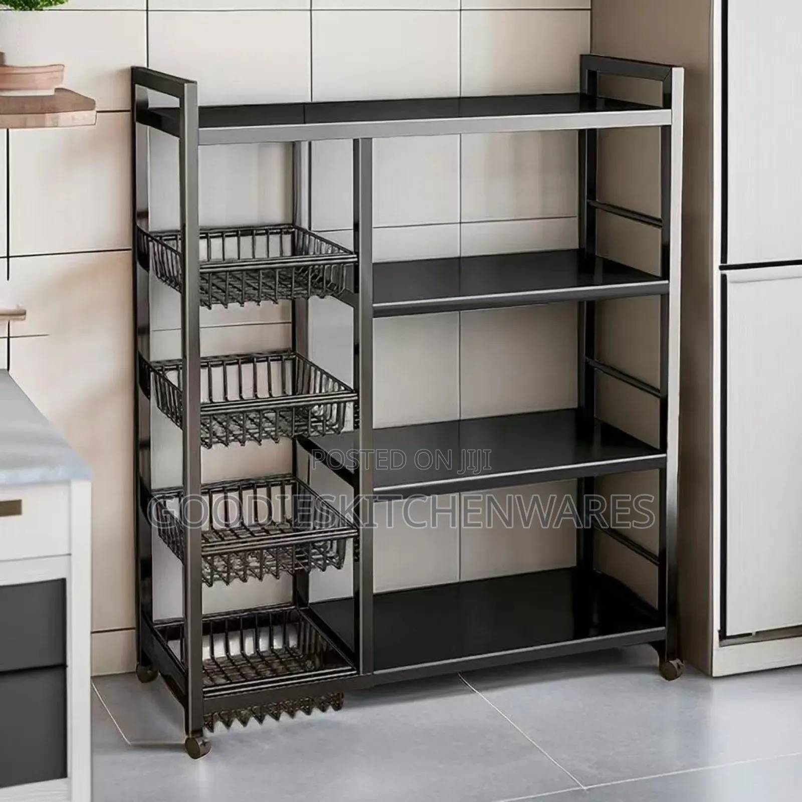 4 Layers Kitchen Organizer Shelf With Wheel
