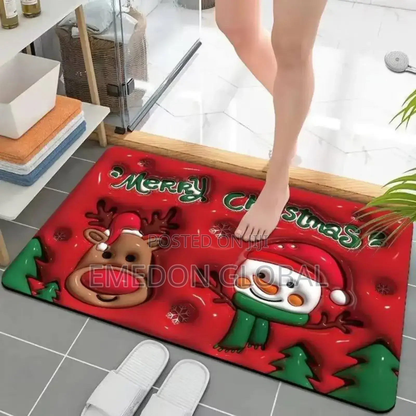 Visual 3d Carpet Red Fun Creative Christmas Rug