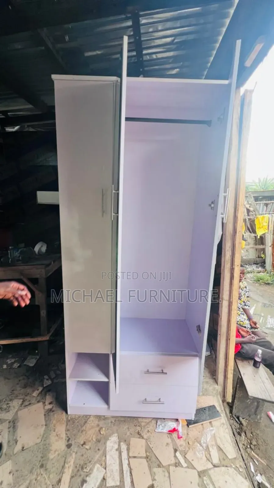 Portable 3 by 7 Wardrobe With Mirror
