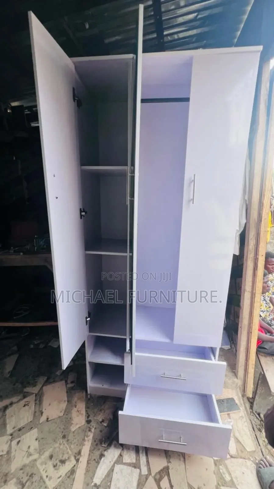 Portable 3 by 7 Wardrobe With Mirror