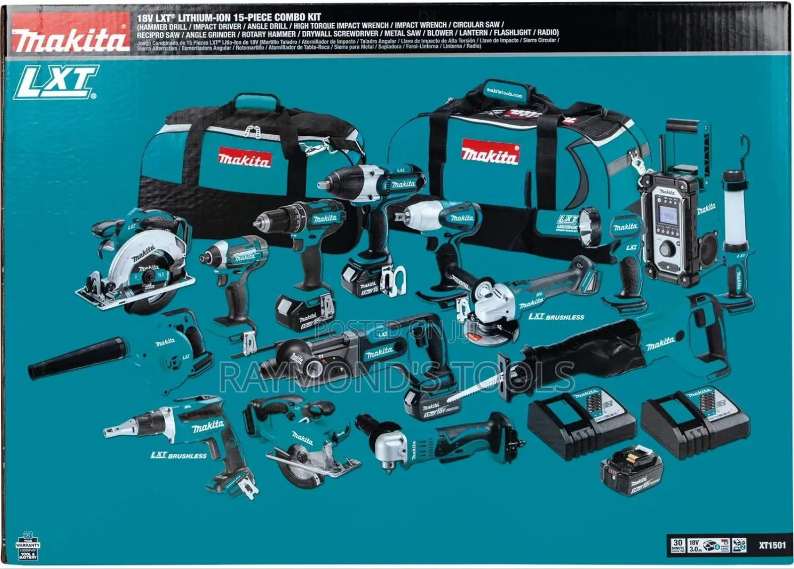 Original Makita Xt1501 18v LXT 15pcs Cordless Combo Kit (4x3.0ah)