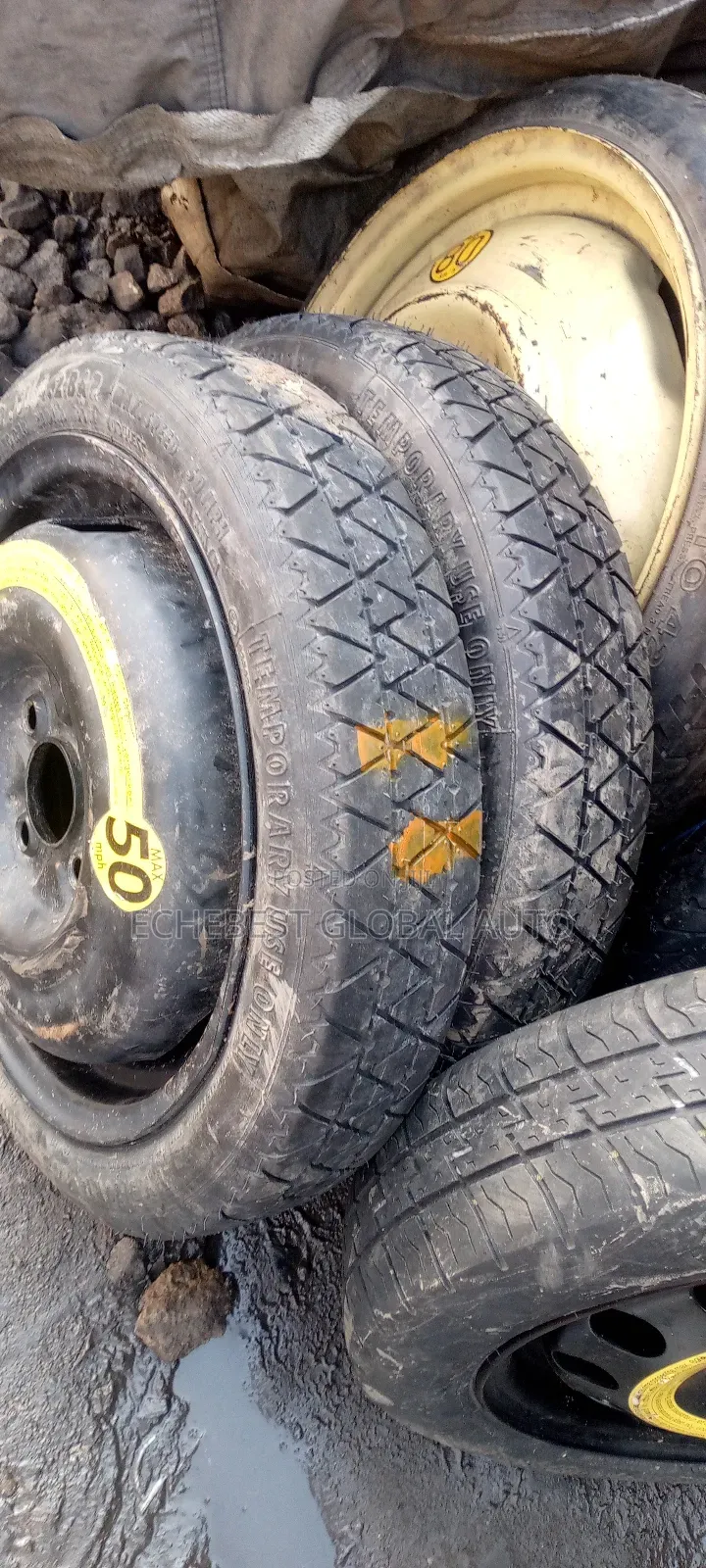Temporary Tubeless Car Tires .Max 50 MPH (80km /H)