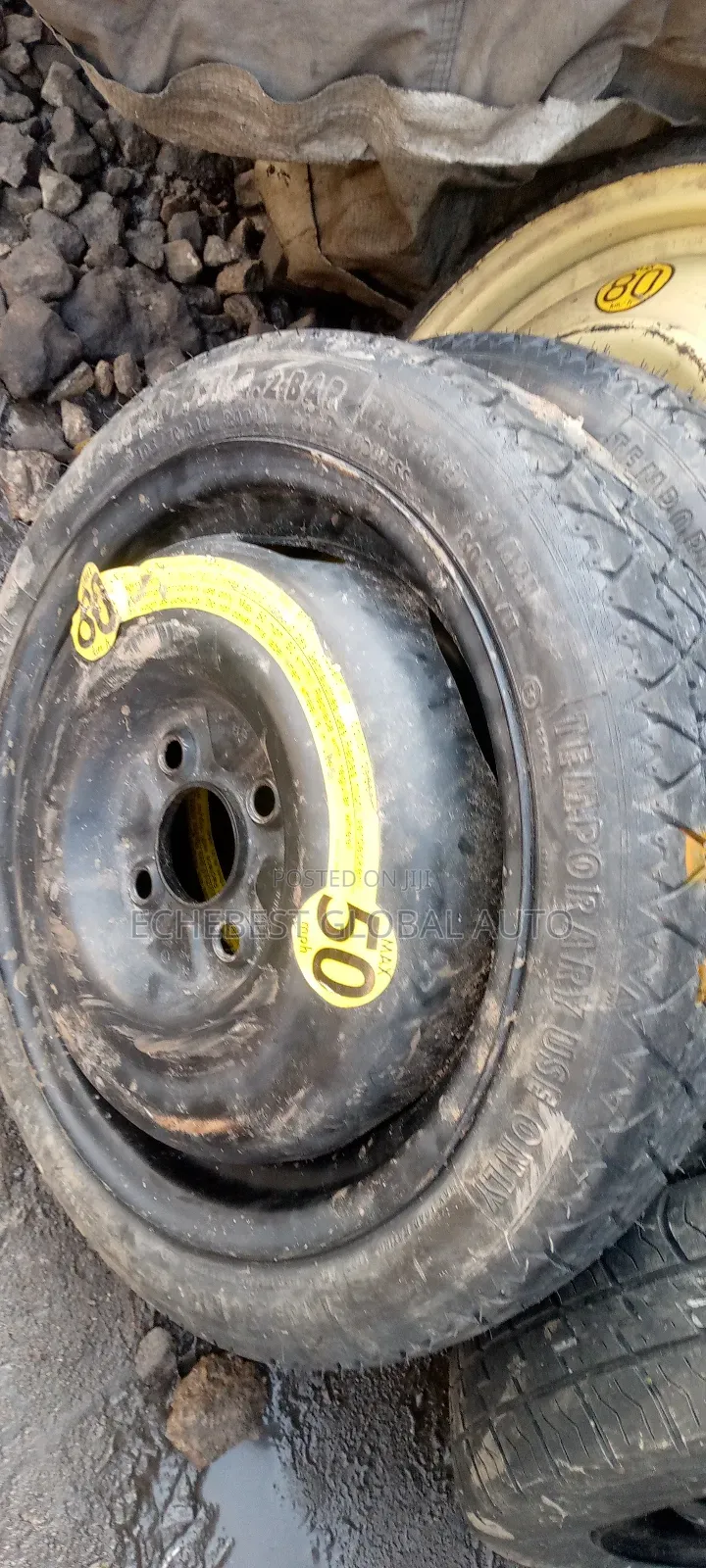 Temporary Tubeless Car Tires .Max 50 MPH (80km /H)