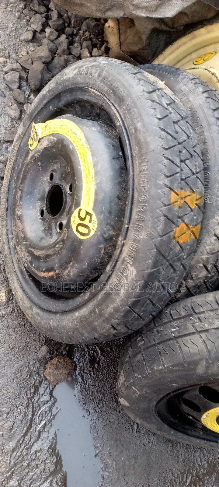 Temporary Tubeless Car Tires .Max 50 MPH (80km /H)