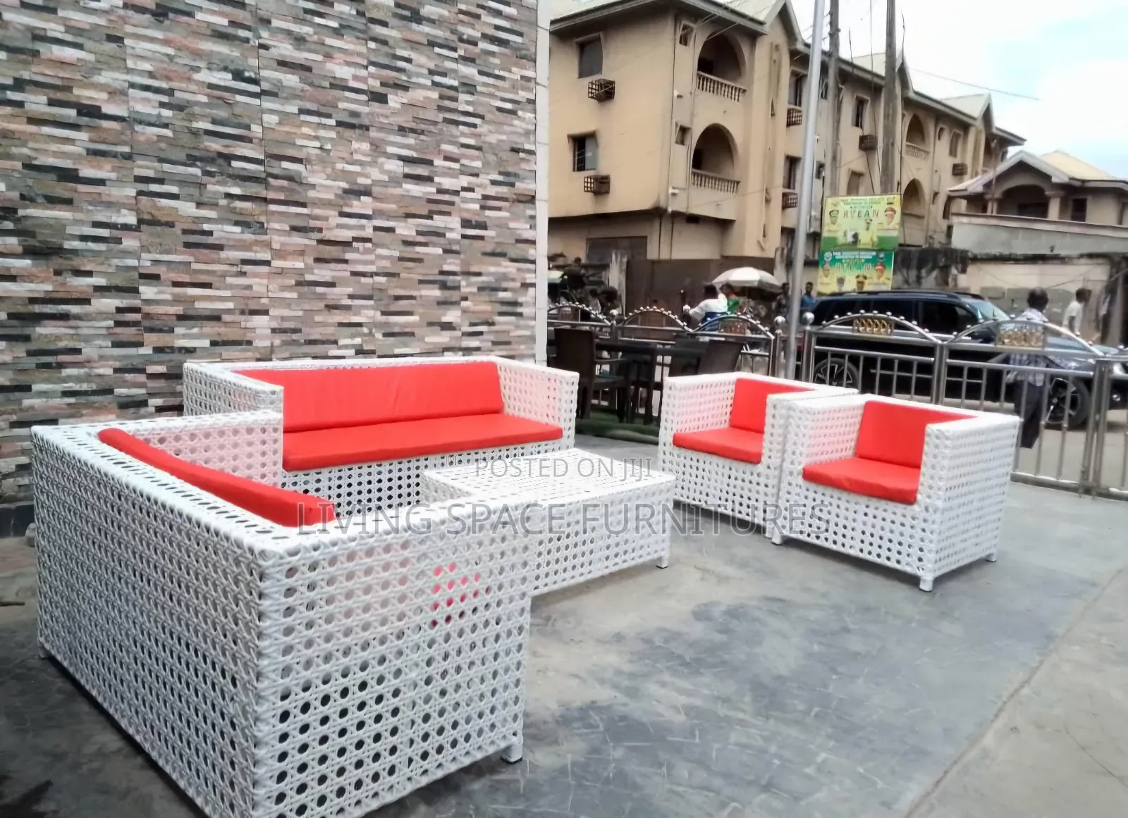 Rattan Outdoor Chairs By 7seaters With Glass Top Table And Foams