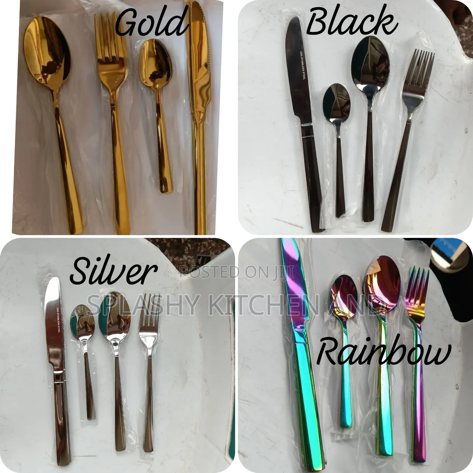 Gold/Black/Rainbow/Silver Cutlery Set