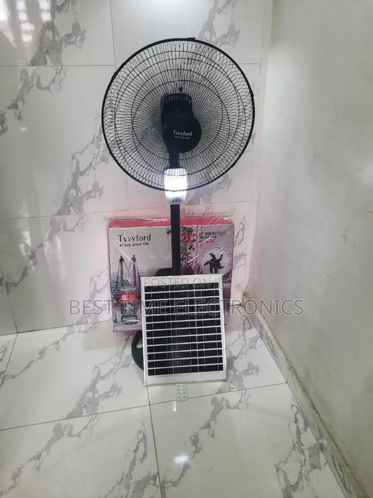 18" Tvvyford Solar Rechargeable Ac/Dc Stand Fan