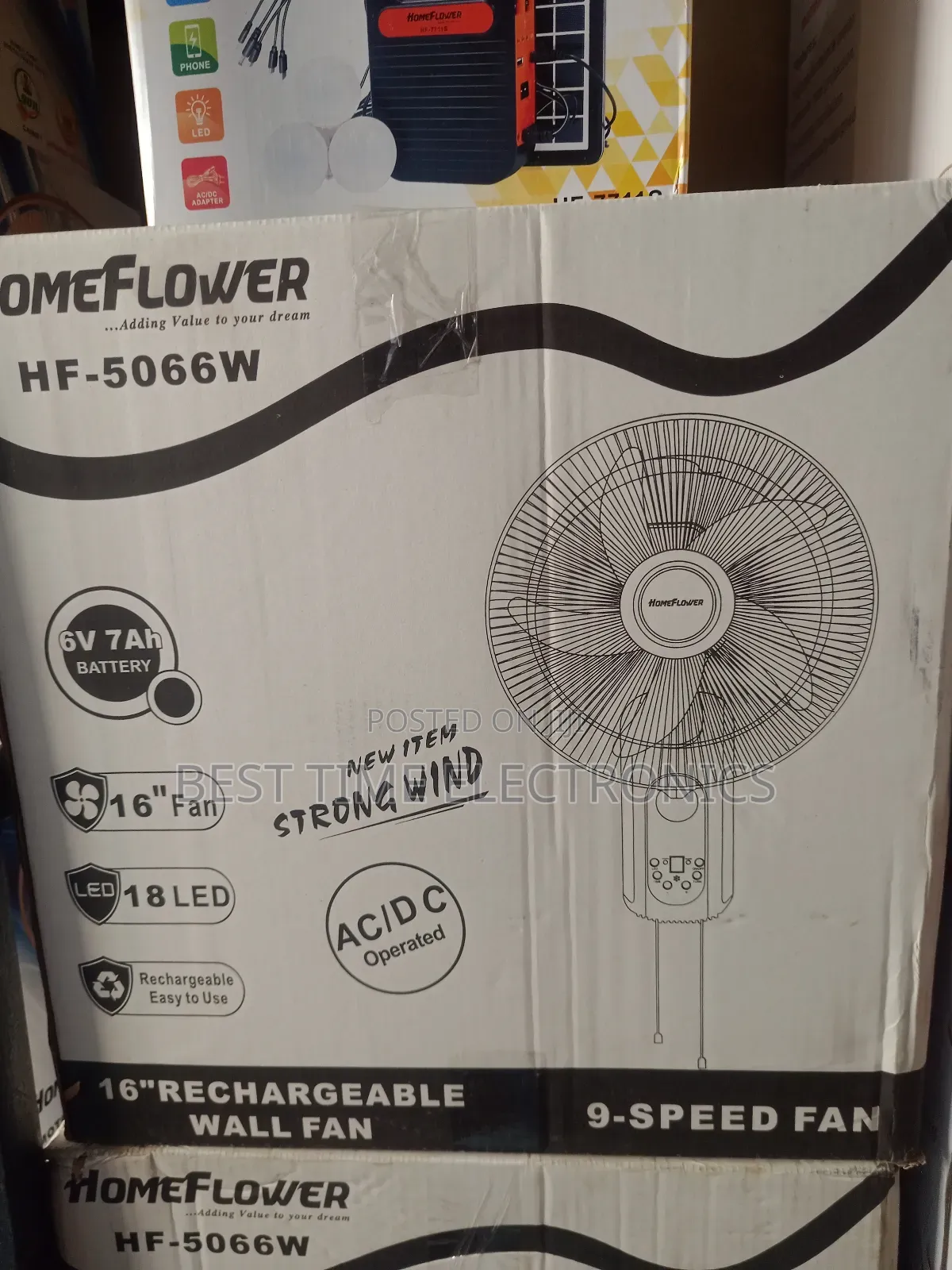 16" Homeflower Ac/Dc Rechargeable Wall Fan