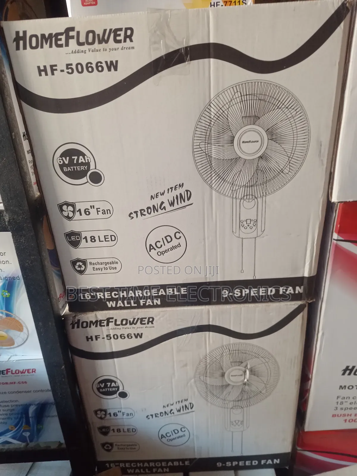 16" Homeflower Ac/Dc Rechargeable Wall Fan