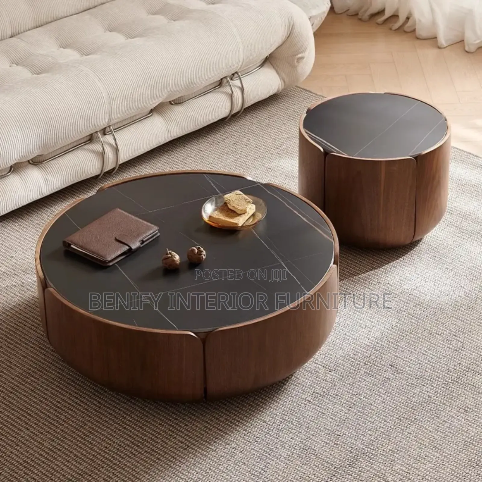 Modern Marble Top Double Center Table