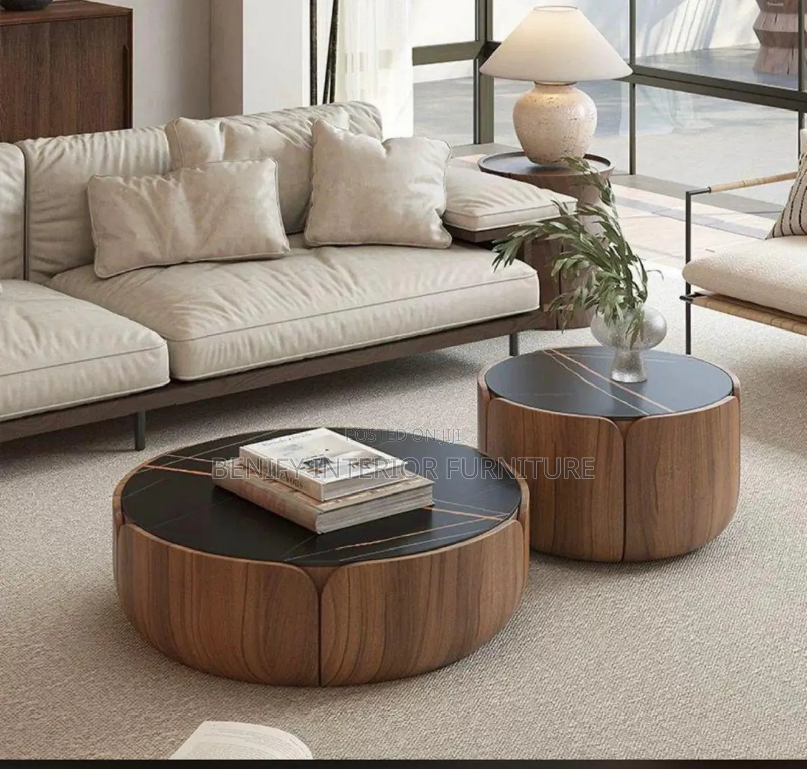 Modern Marble Top Double Center Table