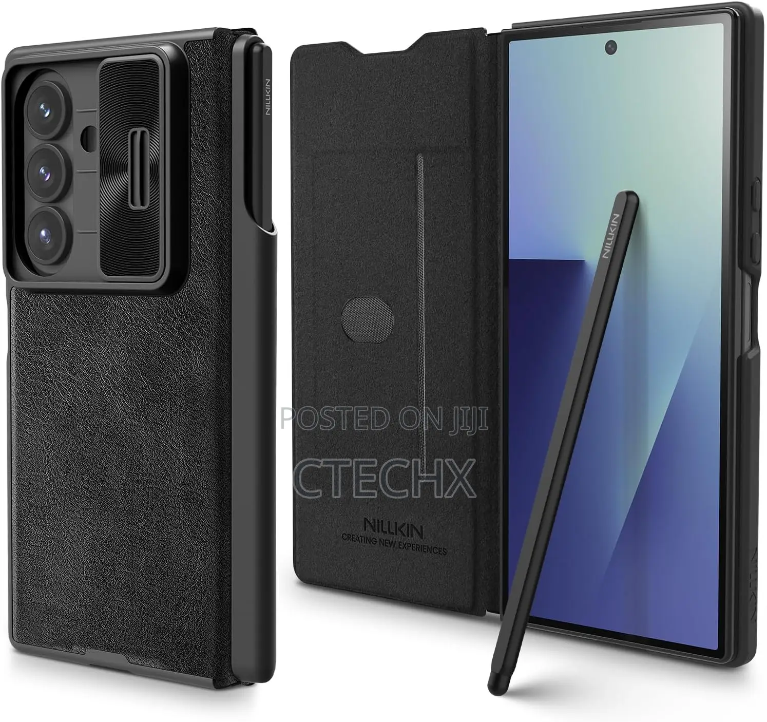 Samsung Galaxy Z Fold 7 Leather Wallet Case With Card Slot And S Pen.