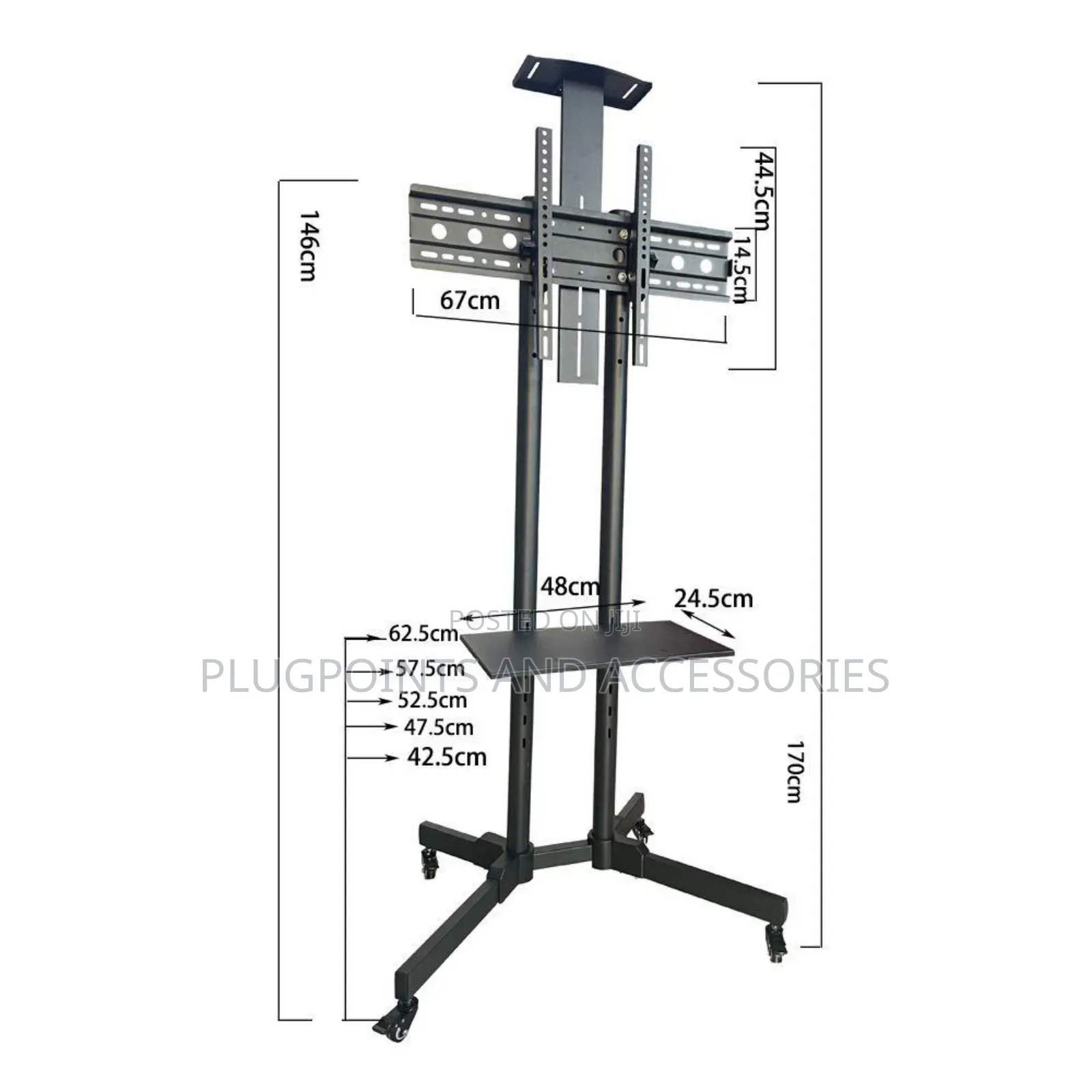 Adjustable Heigh Steel TV Stand With Wheel