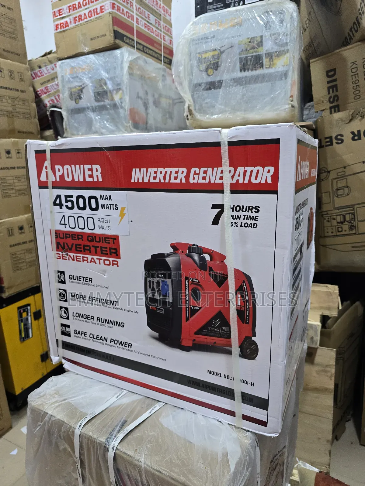 High Quality Inverter Soundproof Petrol Gen Ipower 4.5kva Low Fuel Con
