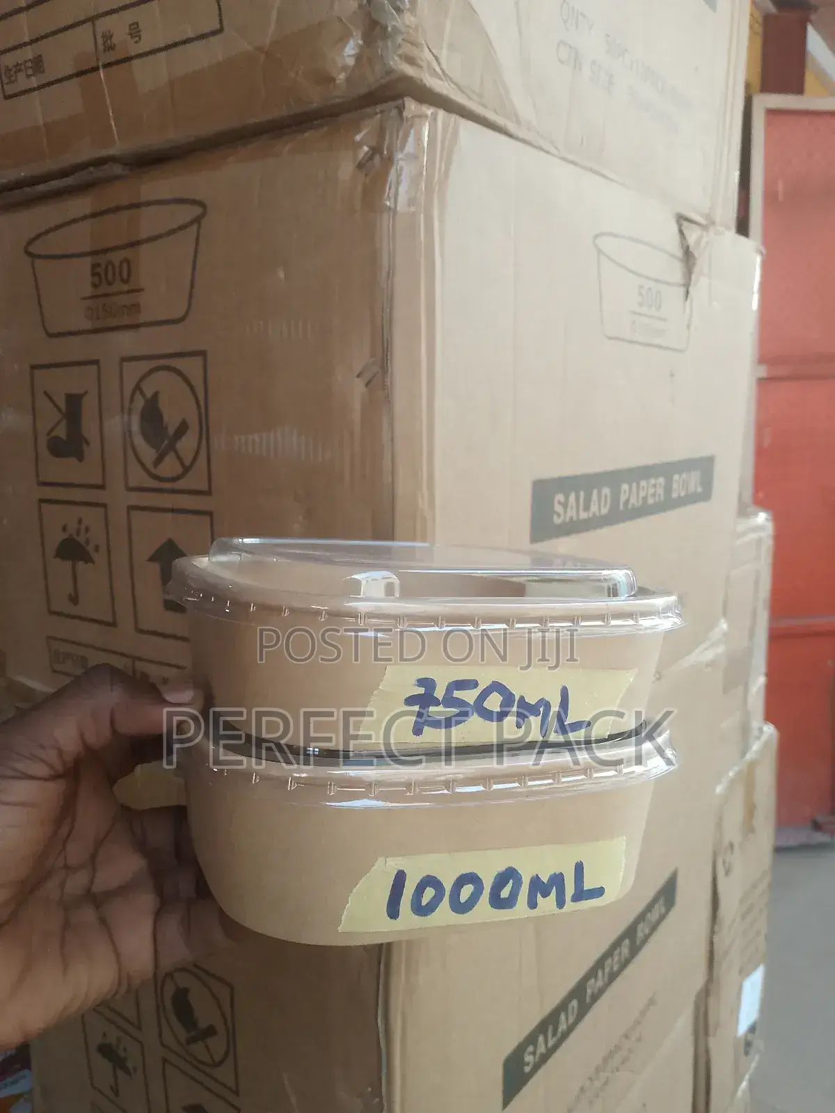 Kraft Paper Bowls 1000ml Round 600pcs in a Carton.