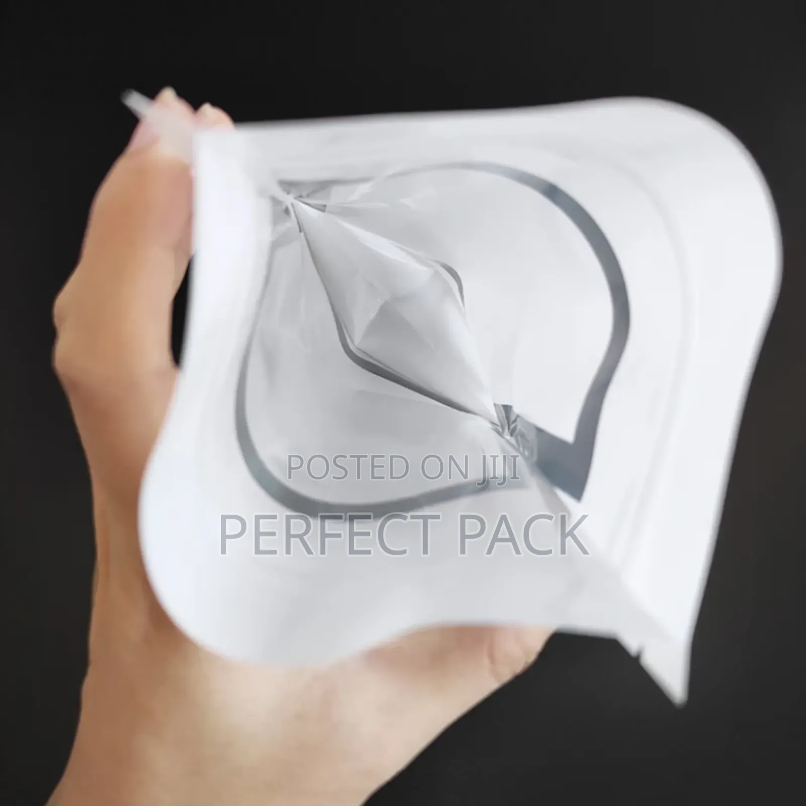 White Strip Food Packaging Pouches.