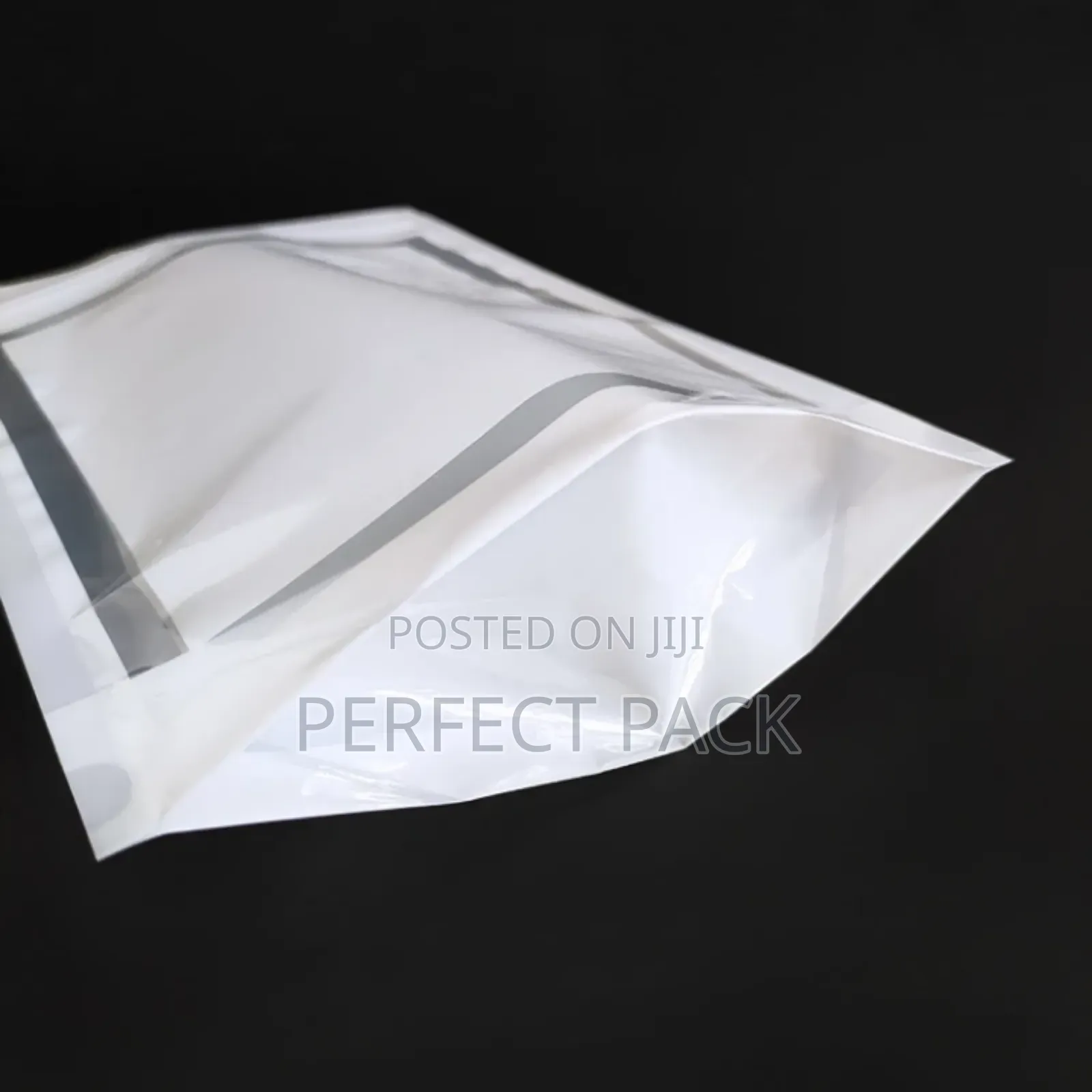 White Strip Food Packaging Pouches.