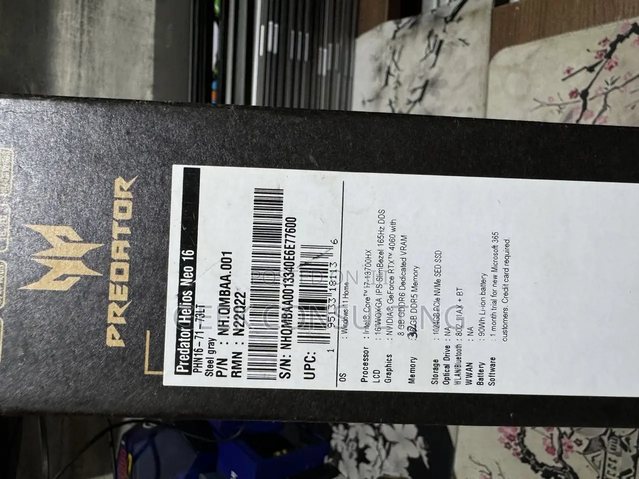 New Laptop Acer Predator Helios Neo 16 32GB Intel Core i7 SSD 1T