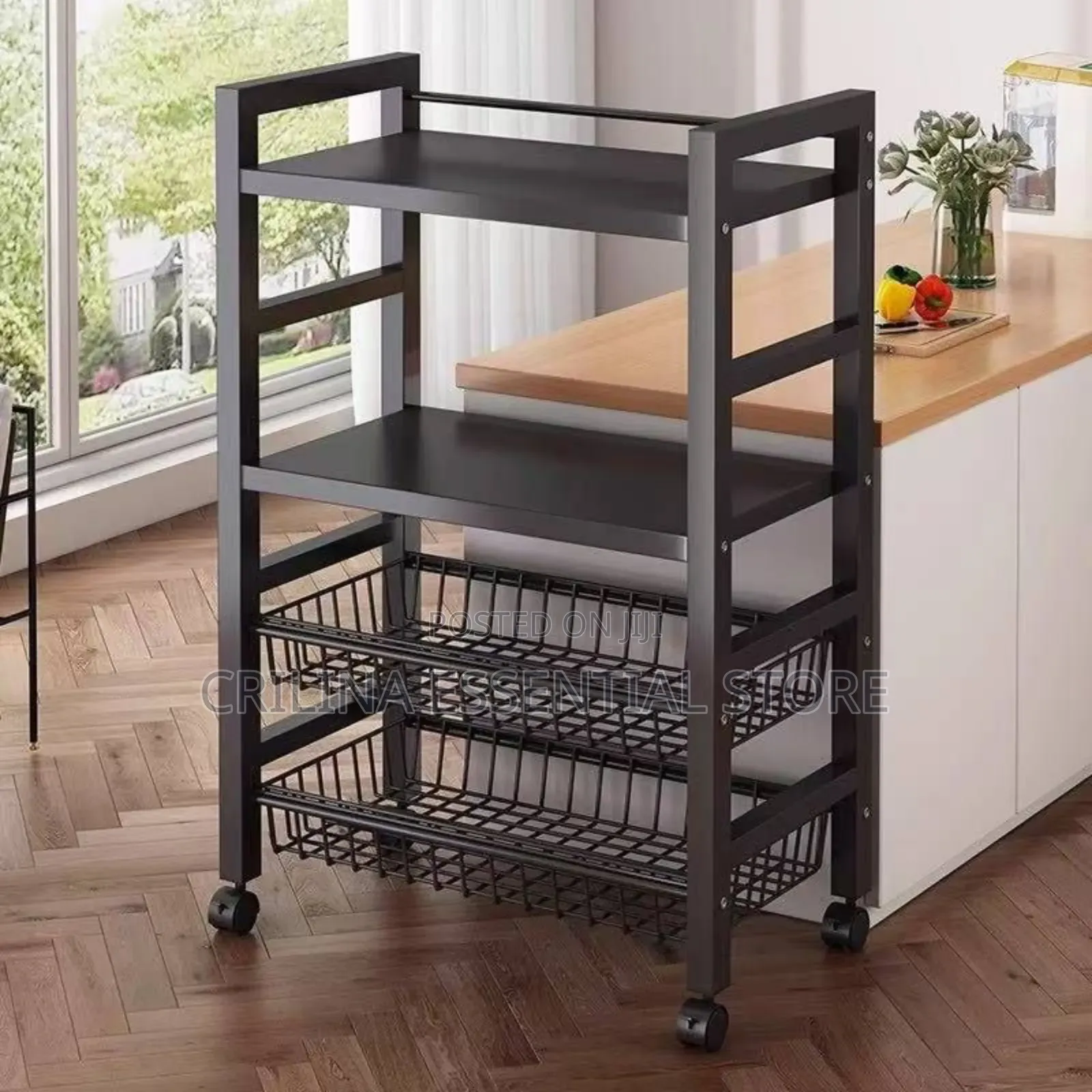4 Layer Rack With Basket and Wheels