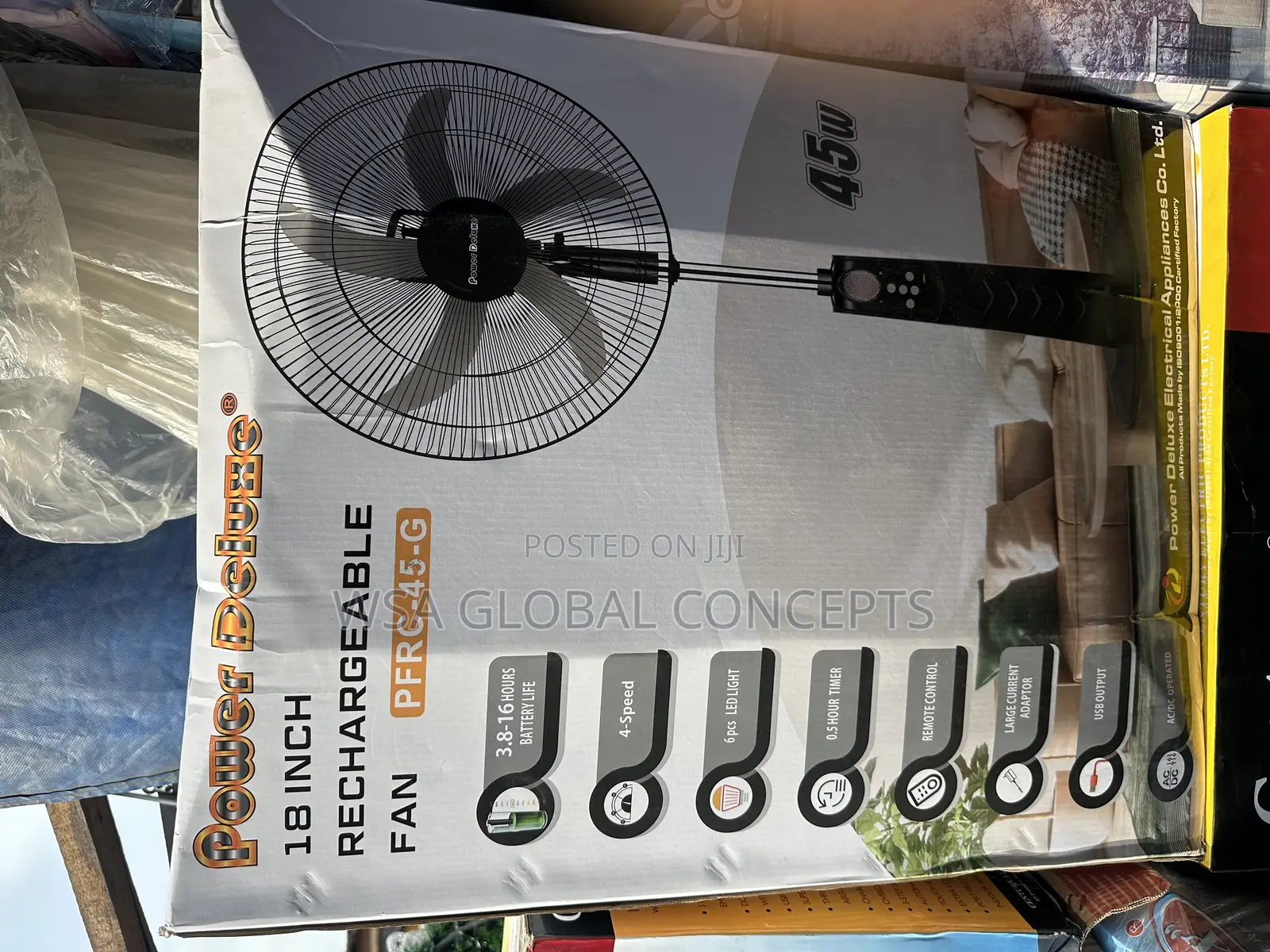 18 Inches Power Duluxe Rechargeable Standing Fan