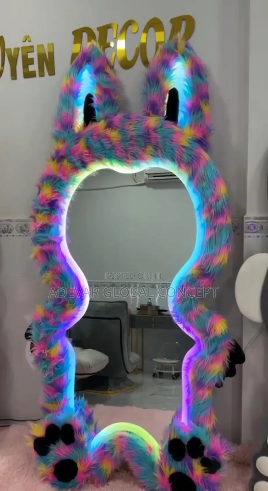Full Length Standing Luxury Mirror With Neon Light for Home Office Etc