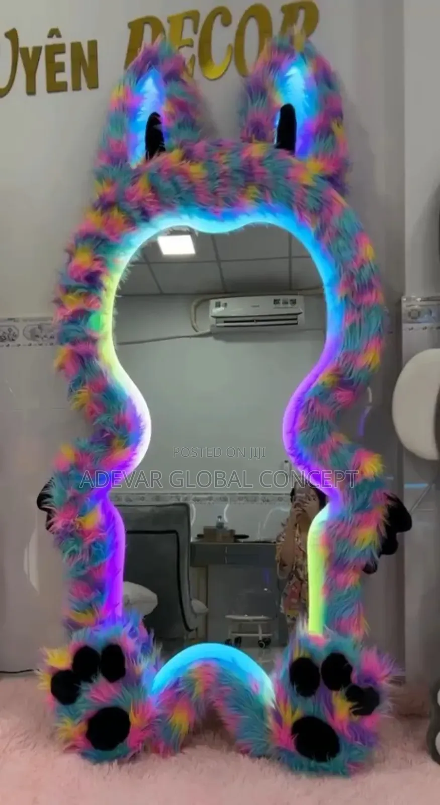 Full Length Standing Luxury Mirror With Neon Light for Home Office Etc